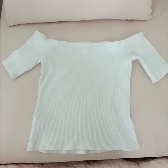 H&M White Off-Shoulder Ribbed Top - Picture 1 of 2